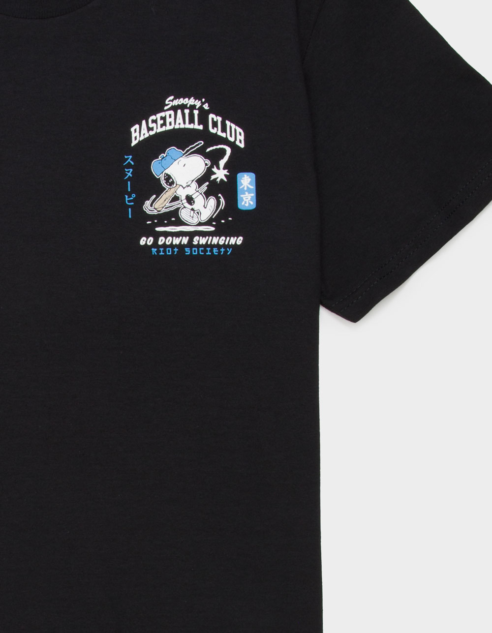 RIOT SOCIETY x Peanuts Snoopy's Baseball Club Boys Tee - BLACK