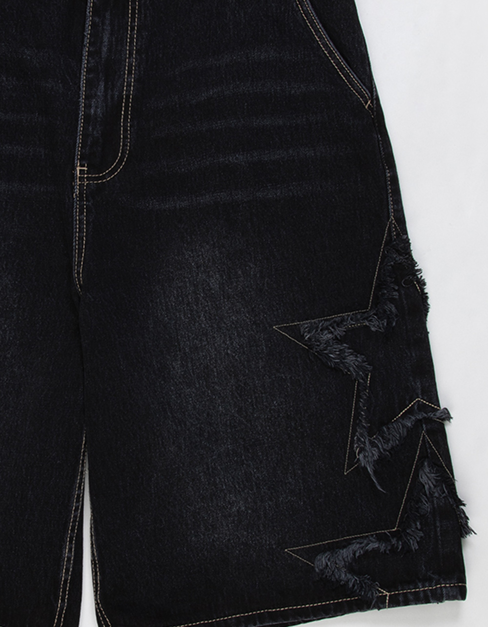 RSQ Mens Baggy Applique Jorts - WASHED BLACK
