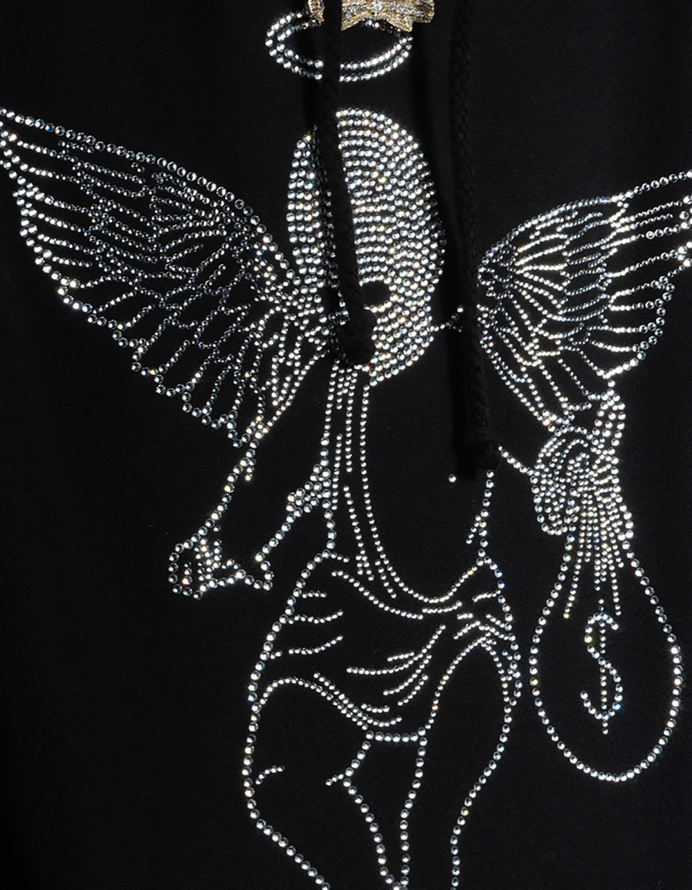 HASTAMUERTE Rhinestone Ski Mask Angel Mens Hoodie - BLACK