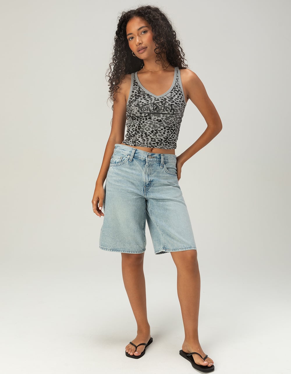 VON DUTCH SNOW LEOPARD Womens V-Neck Tank Top