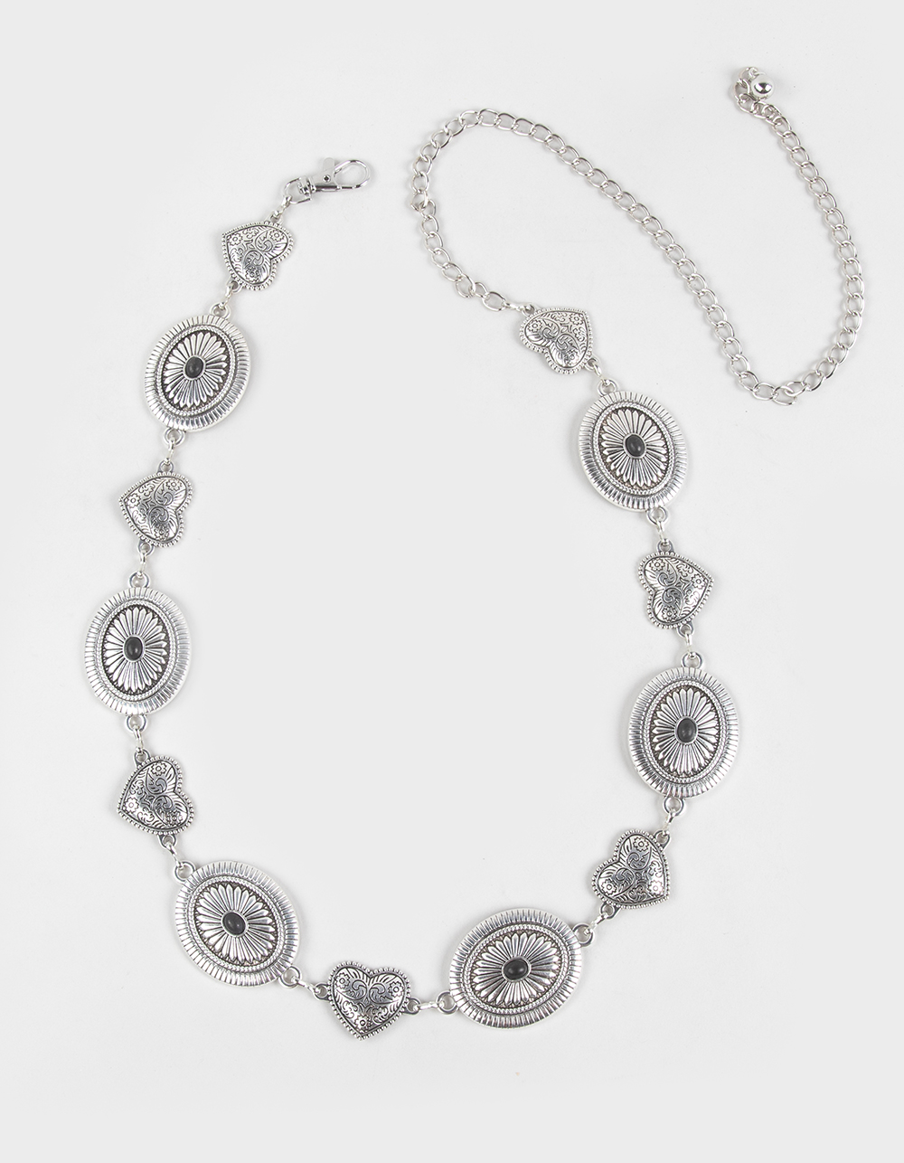 Concho Heart Chain Belt - SILVER