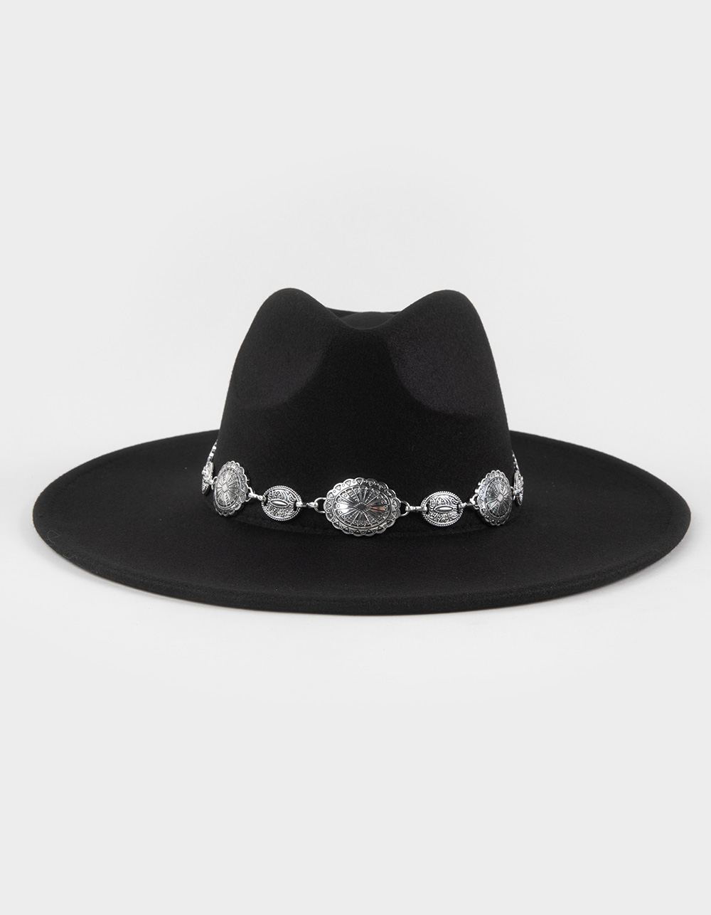 Jessa Concho Flat Brim Womens Cowboy Hat - BLACK