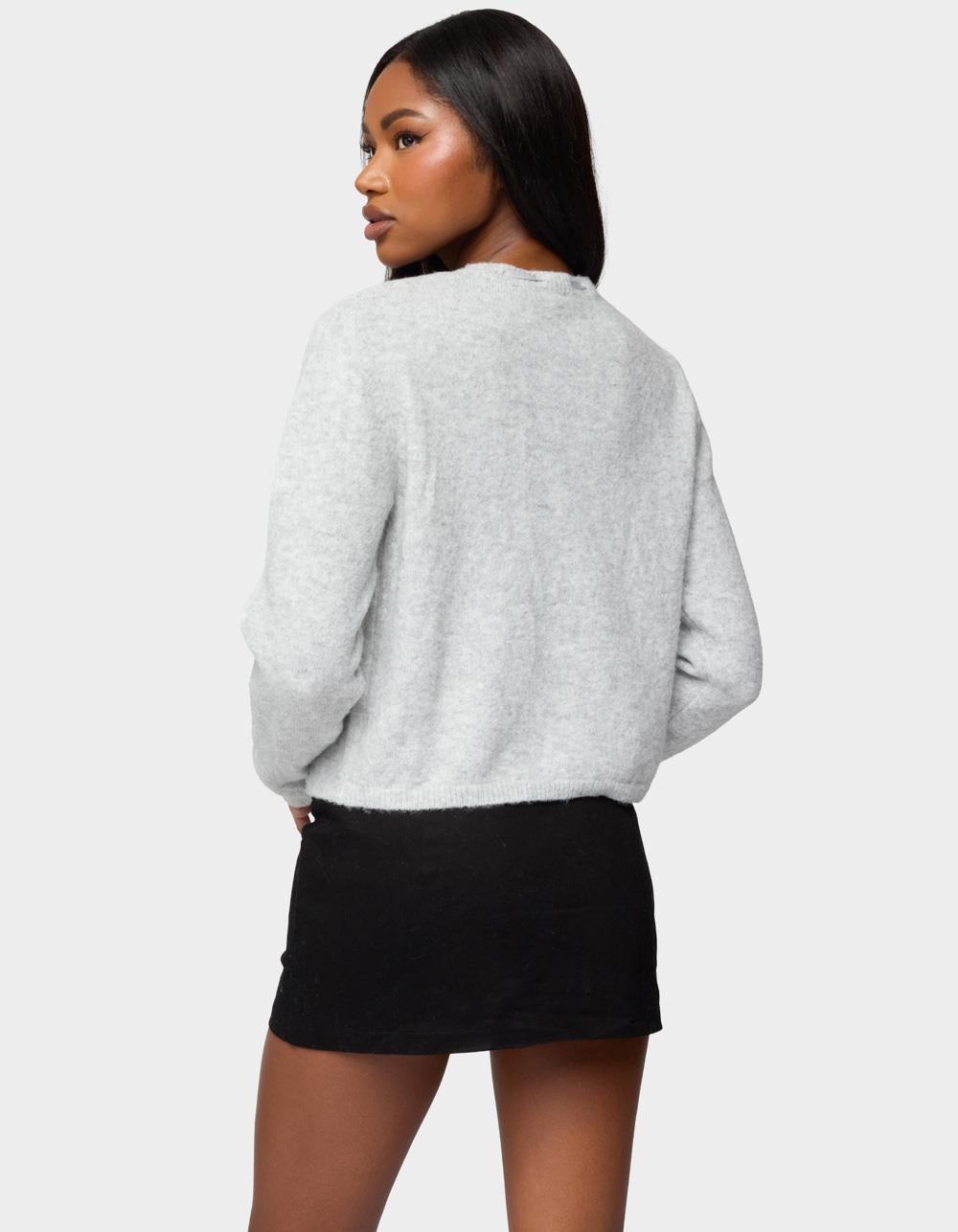 EDIKTED Vickie Ribbon Knit Cardigan - GRAY