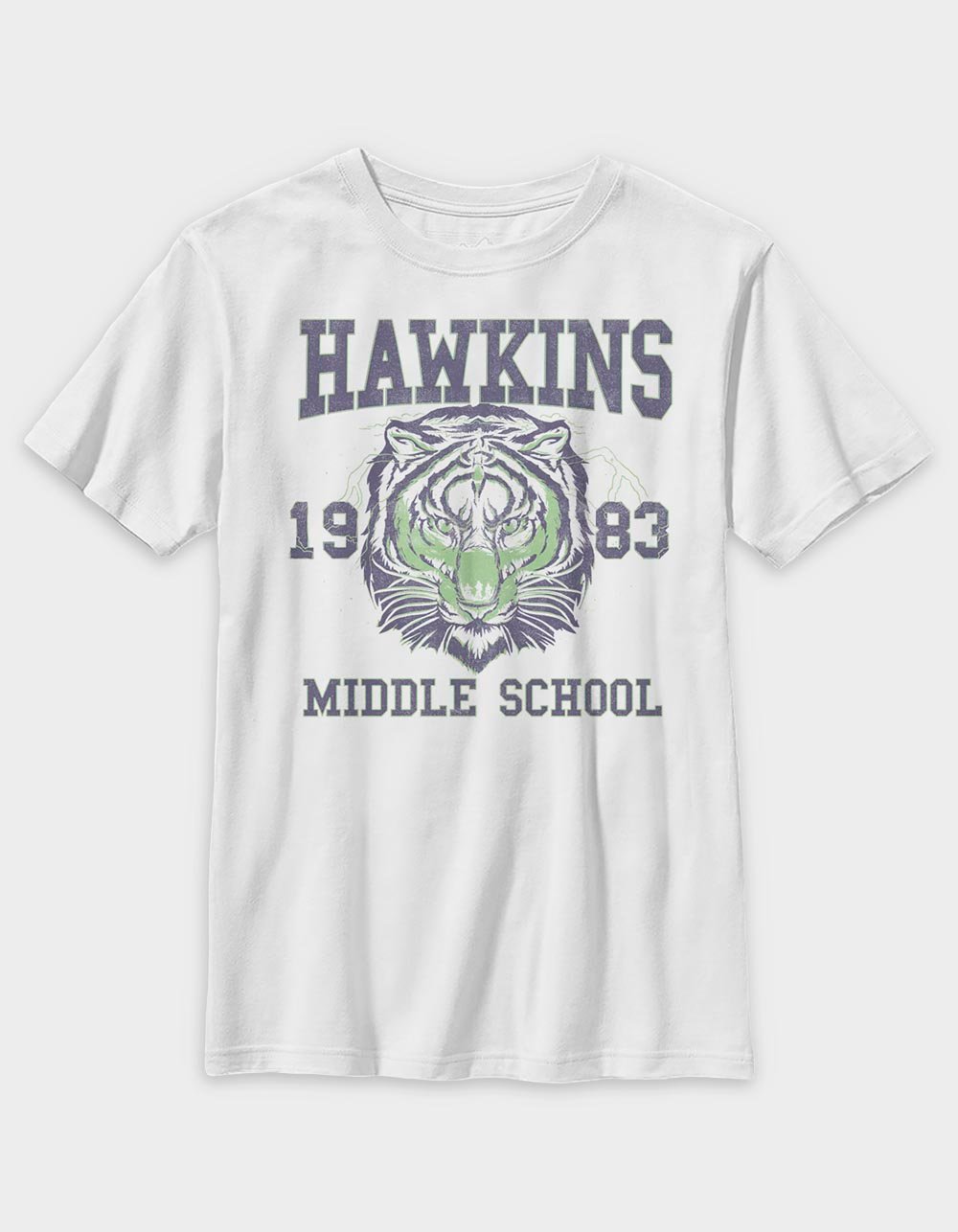 STRANGER THINGS Hawkins Tiger Unisex Kids Tee - WHITE