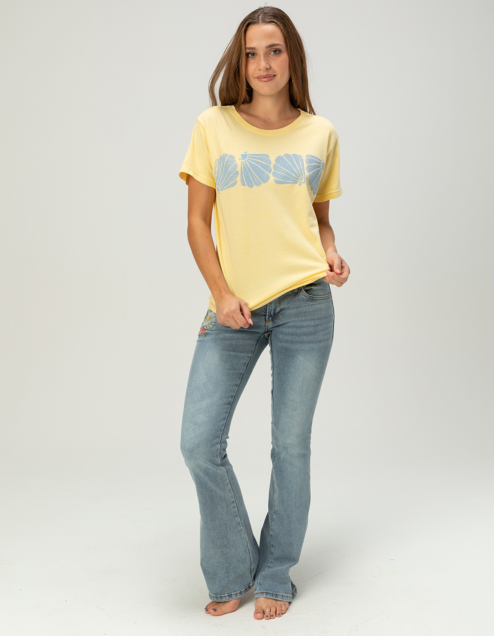 ROXY Shell Band Womens Boyfriend Tee - YELLOW