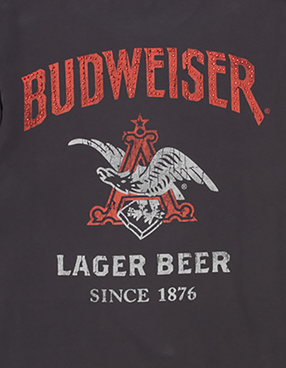 BUDWEISER Eagle Rhinestone Mens Boxy Tee - WASHED BLACK