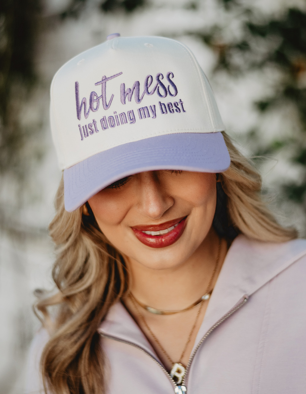 KATYDID Hot Mess Just Doing My Best Two-Toned Vintage Hat - LT PURPLE