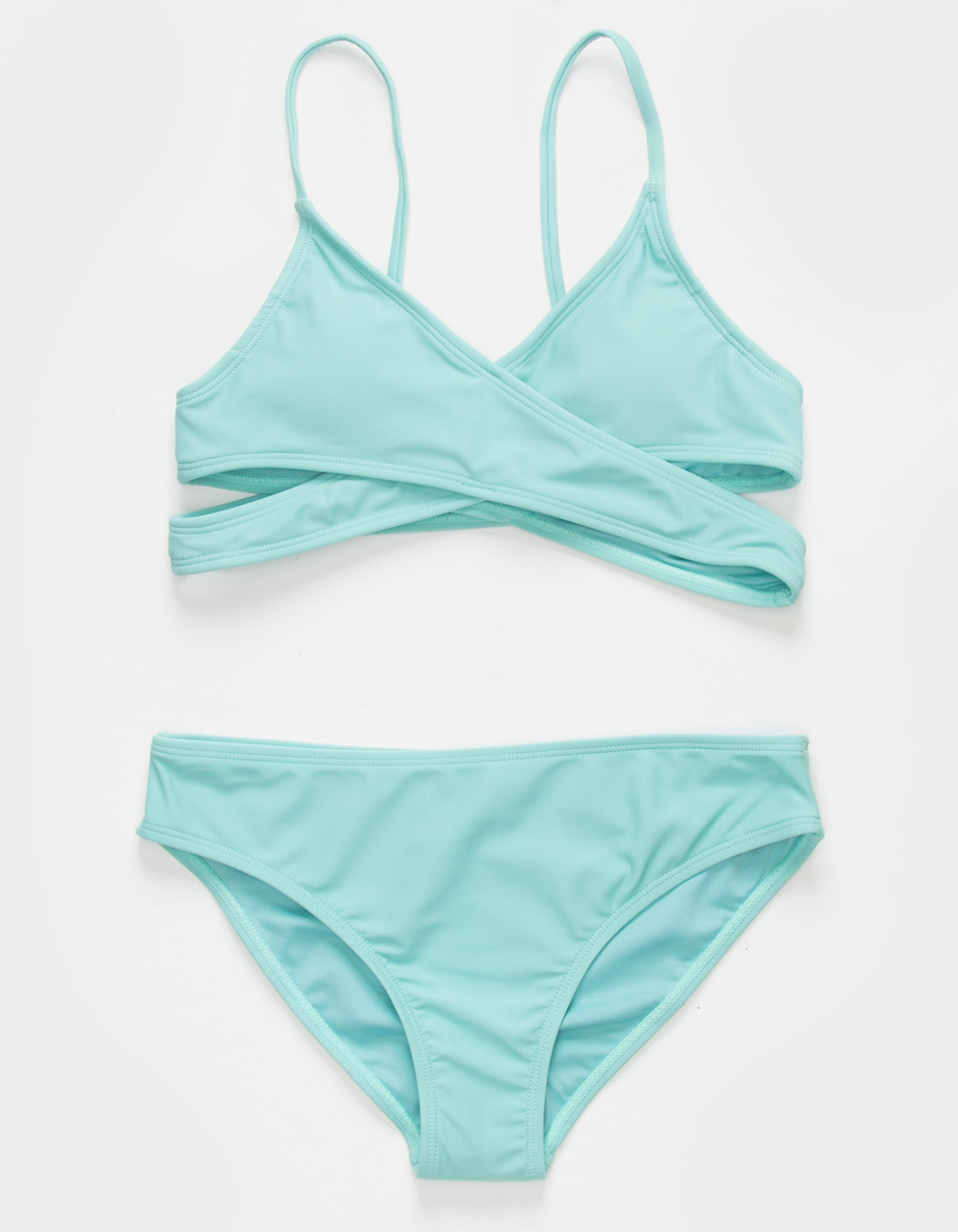 FULL TILT Crossover Bralette Girls Bikini Set - DUSTY BLUE | Tillys