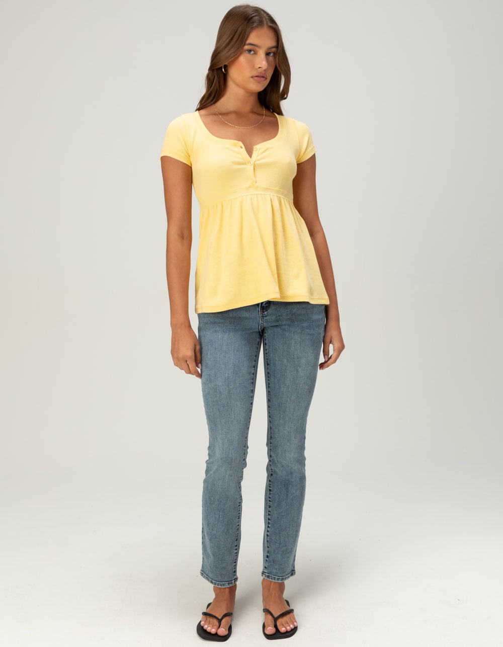 RSQ Womens Babydoll Top - YELLOW