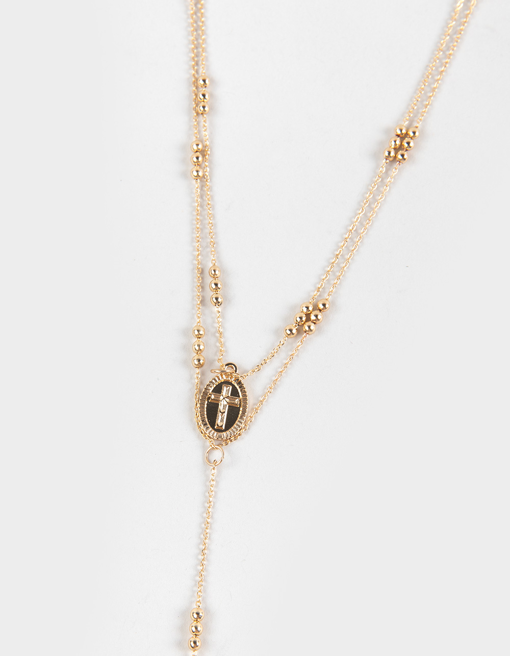 FULL TILT Dainty Coin And Cross Layered Necklace - GOLD