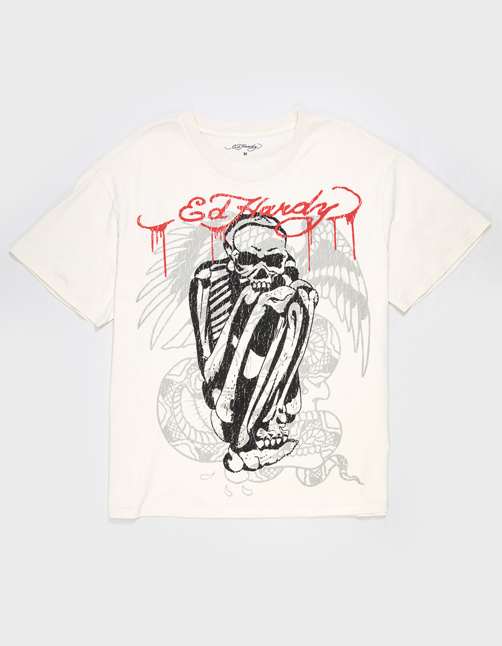 ED HARDY Skeleton Mens Boxy Tee - CREAM