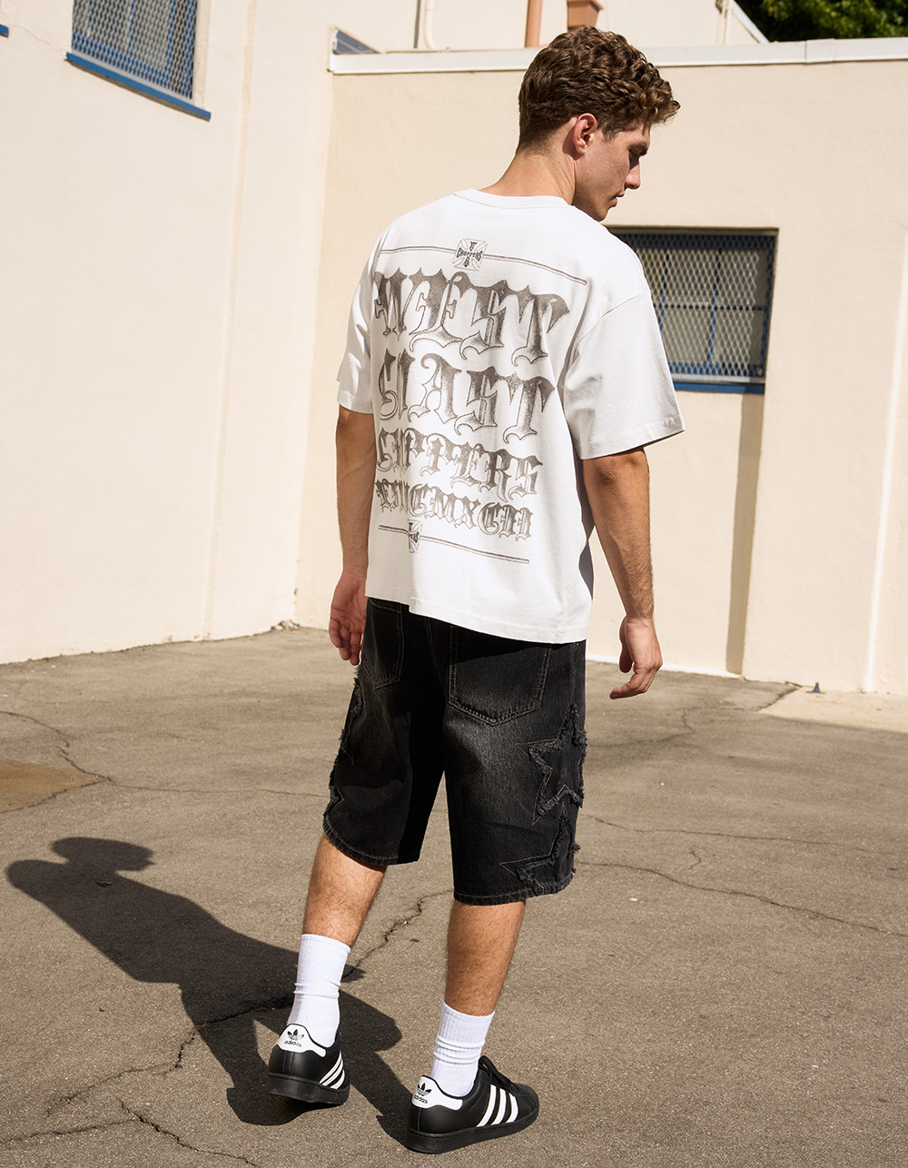 RSQ Mens Baggy Applique Jorts - WASHED BLACK
