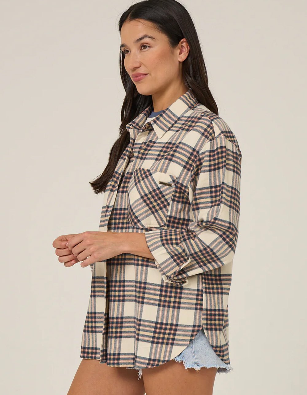 SALTY CREW Out West Womens Oversized Flannel - Cream Combo