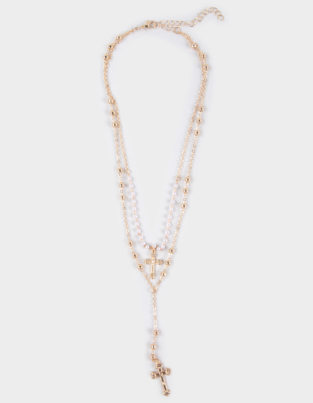 FULL TILT Cross Layered Y Necklace - GOLD