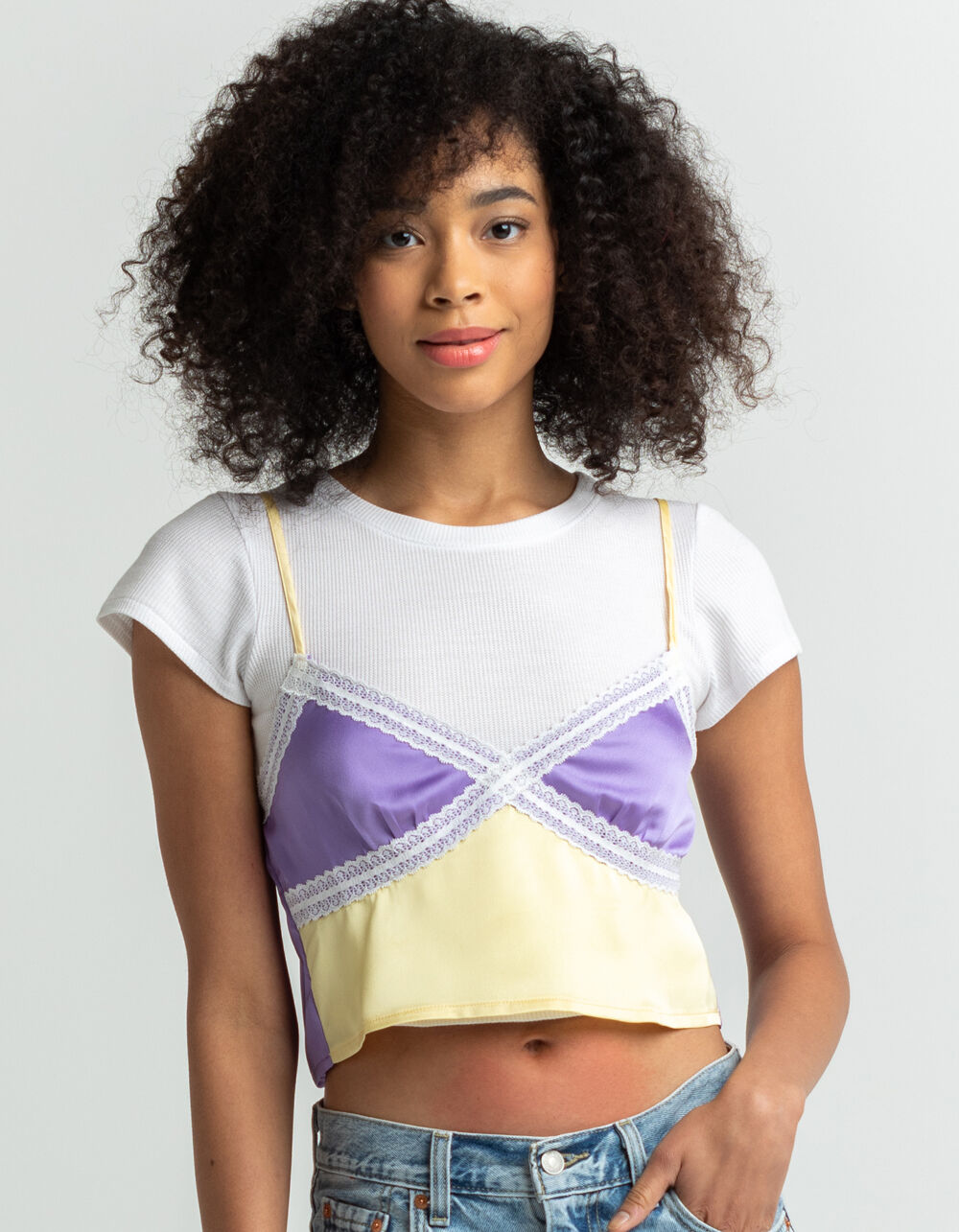 satin crop cami