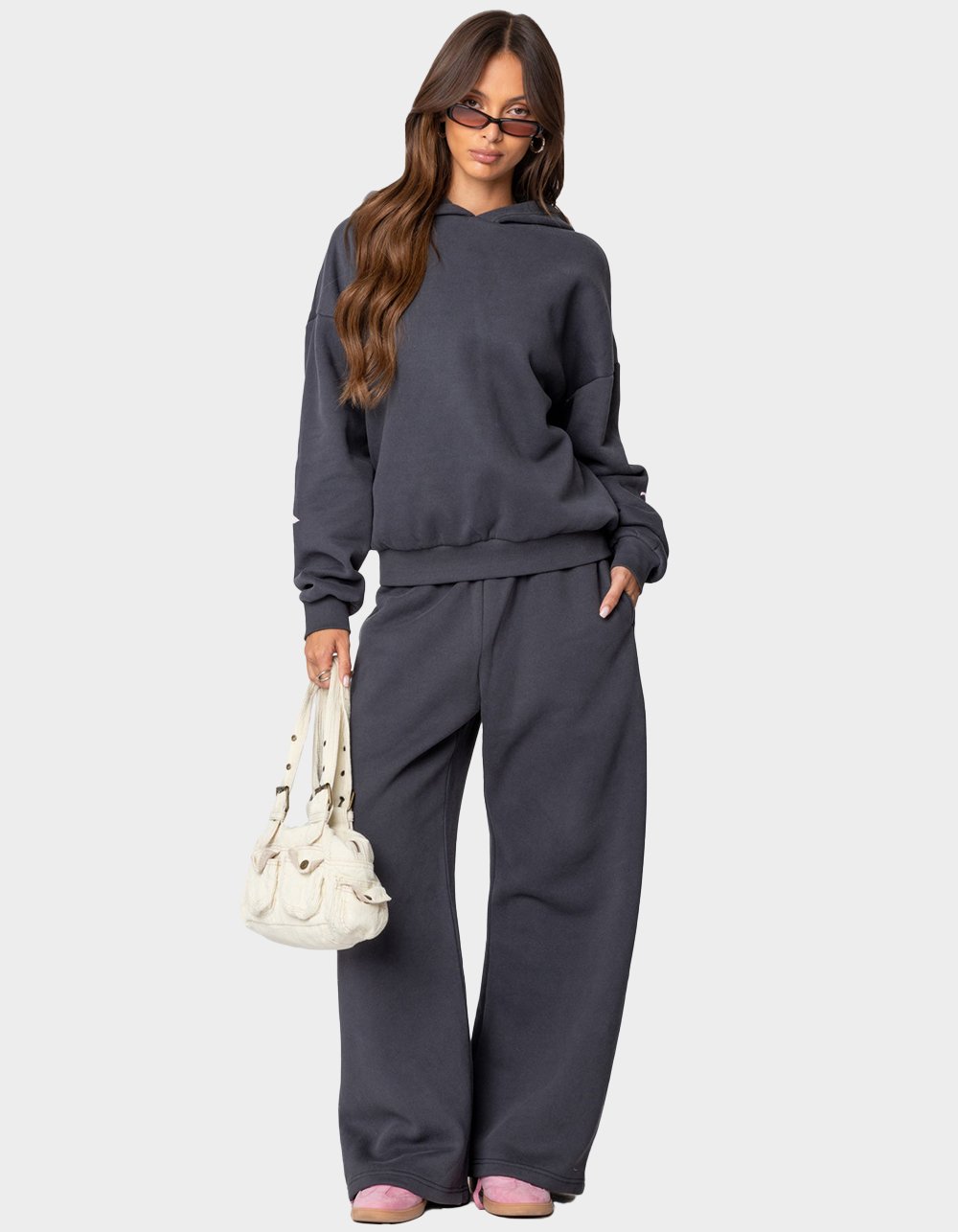 EDIKTED Bonney Bow Detail Hoodie - GRAY