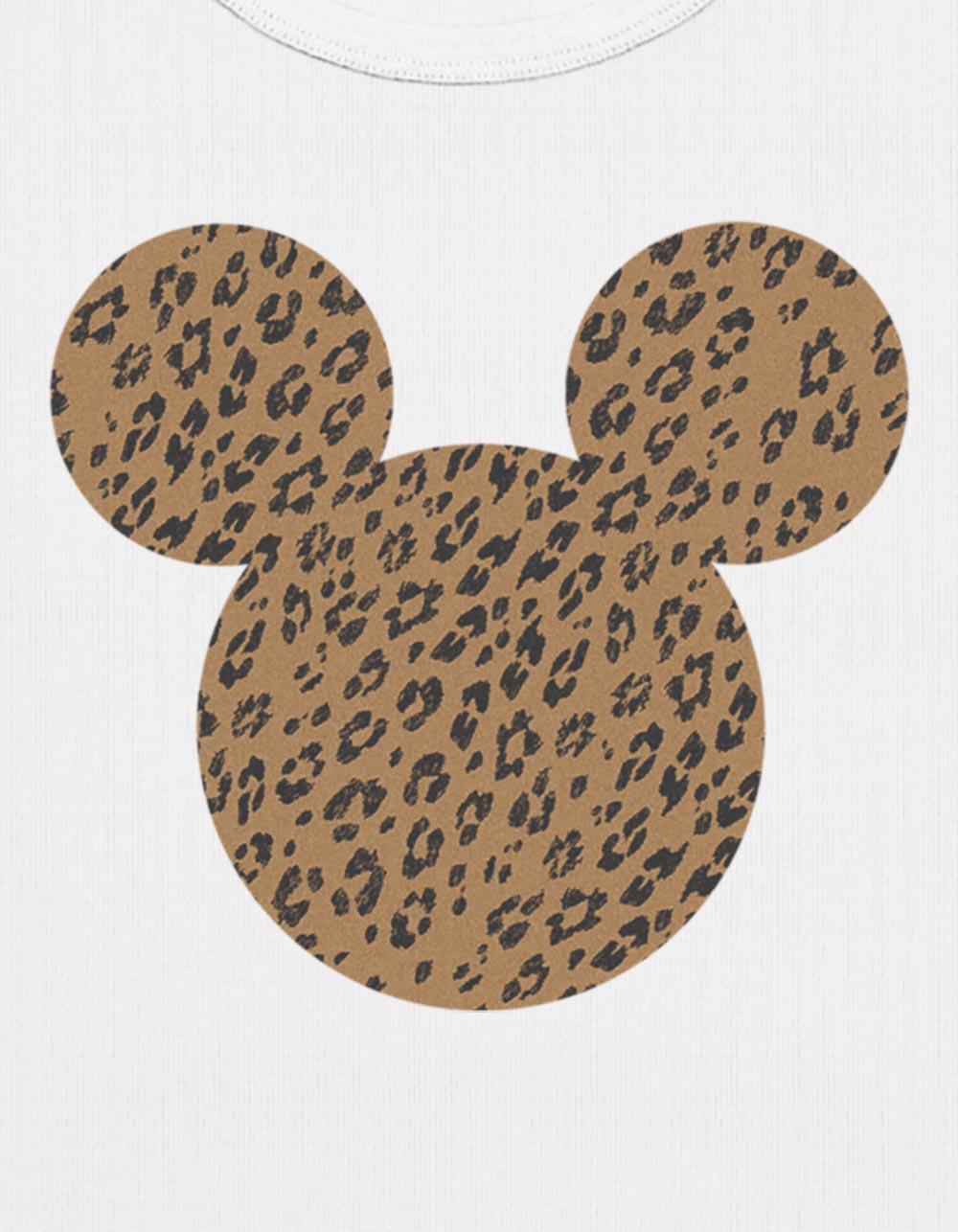 DISNEY Cheetah Mickey Mouse Womens Baby Tee - CREAM