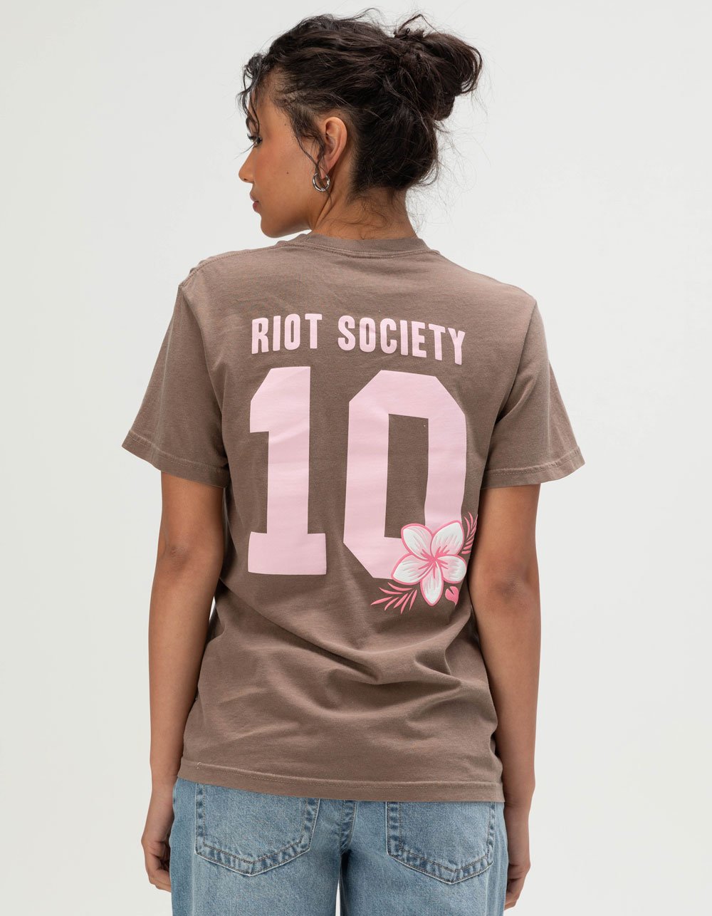 RIOT SOCIETY 10 Hibiscus Womens Tee - BROWN