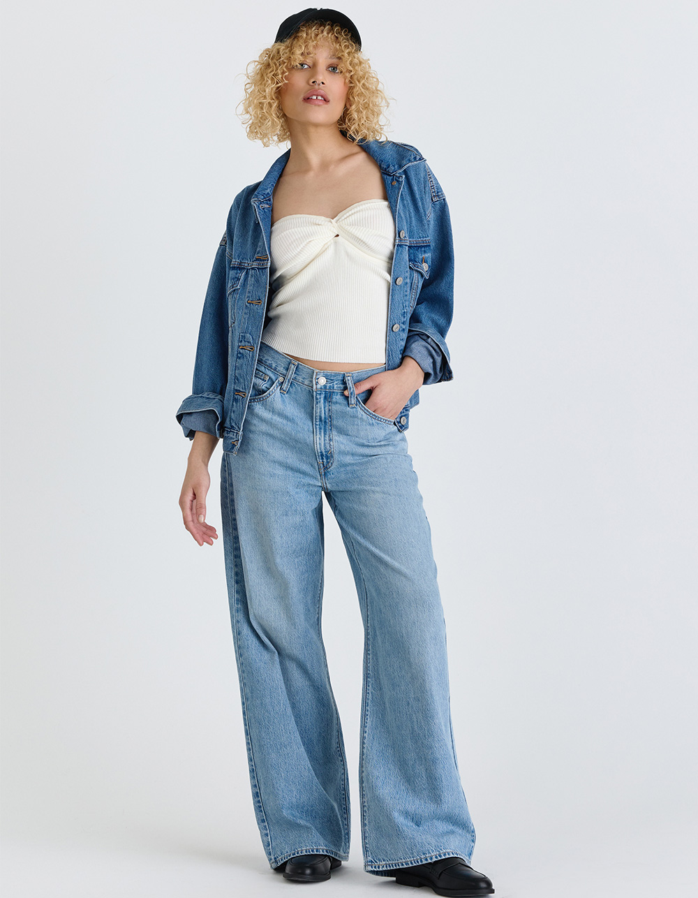 LEVI'S Cinch Baggy Womens Jeans - Invested Indigo - MEDIUM WASH