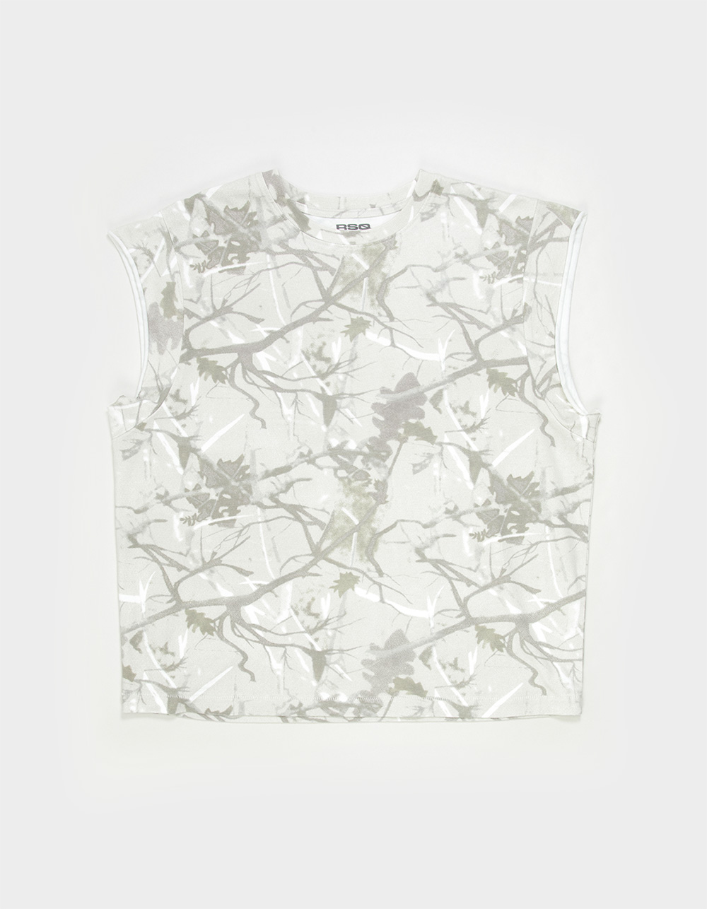RSQ Mens Washed Crop Muscle Tee - LIGHT CAMO