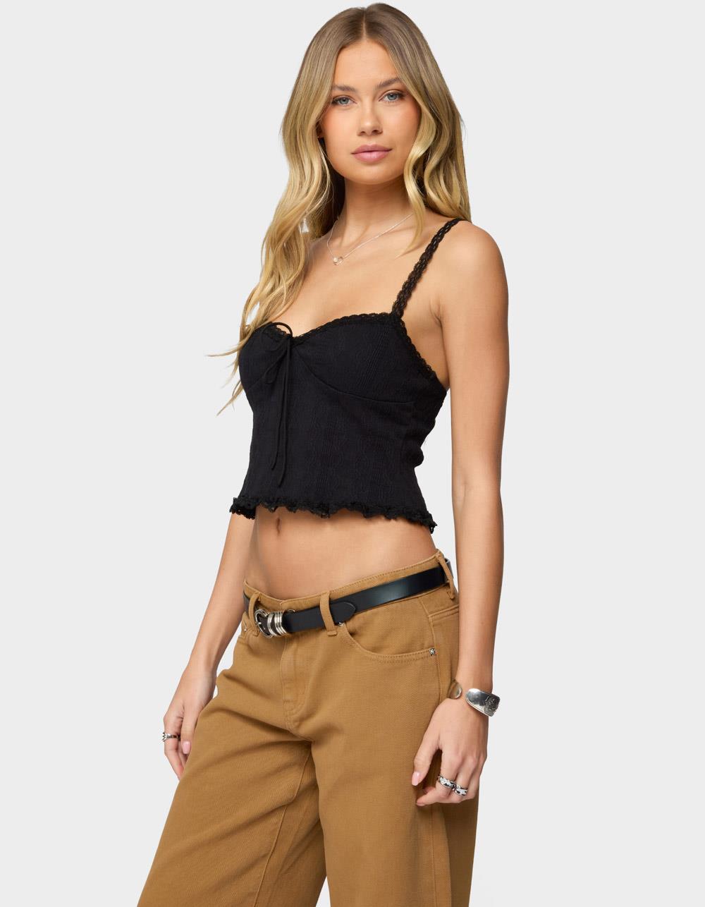 EDIKTED Lacey Knit Tank Top