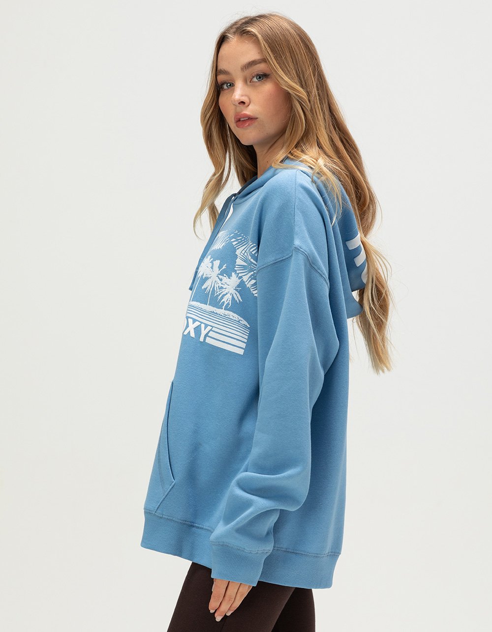 ROXY Windy Palm Womens Hoodie - LIGHT BLUE