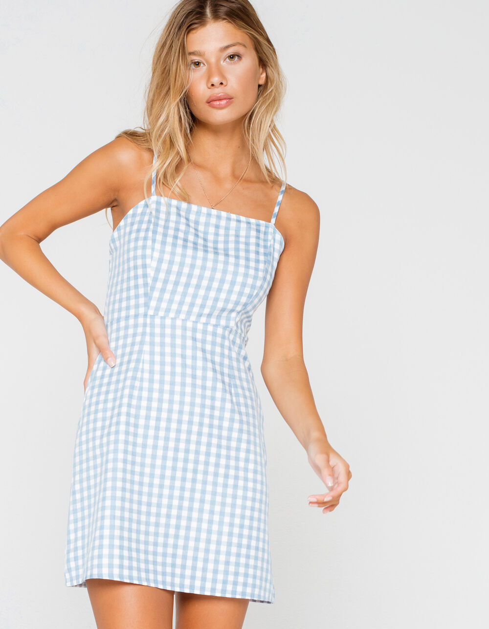 IVY \u0026 MAIN Gingham Tie Back Light Blue 