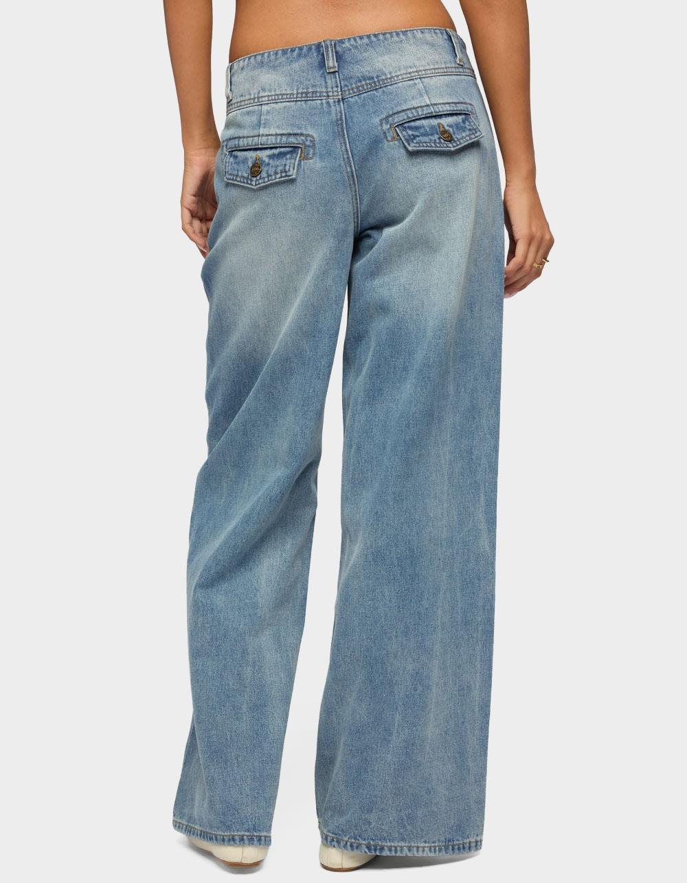 EDIKTED Meredith Low Rise Wide Leg Jeans - LIGHT BLUE