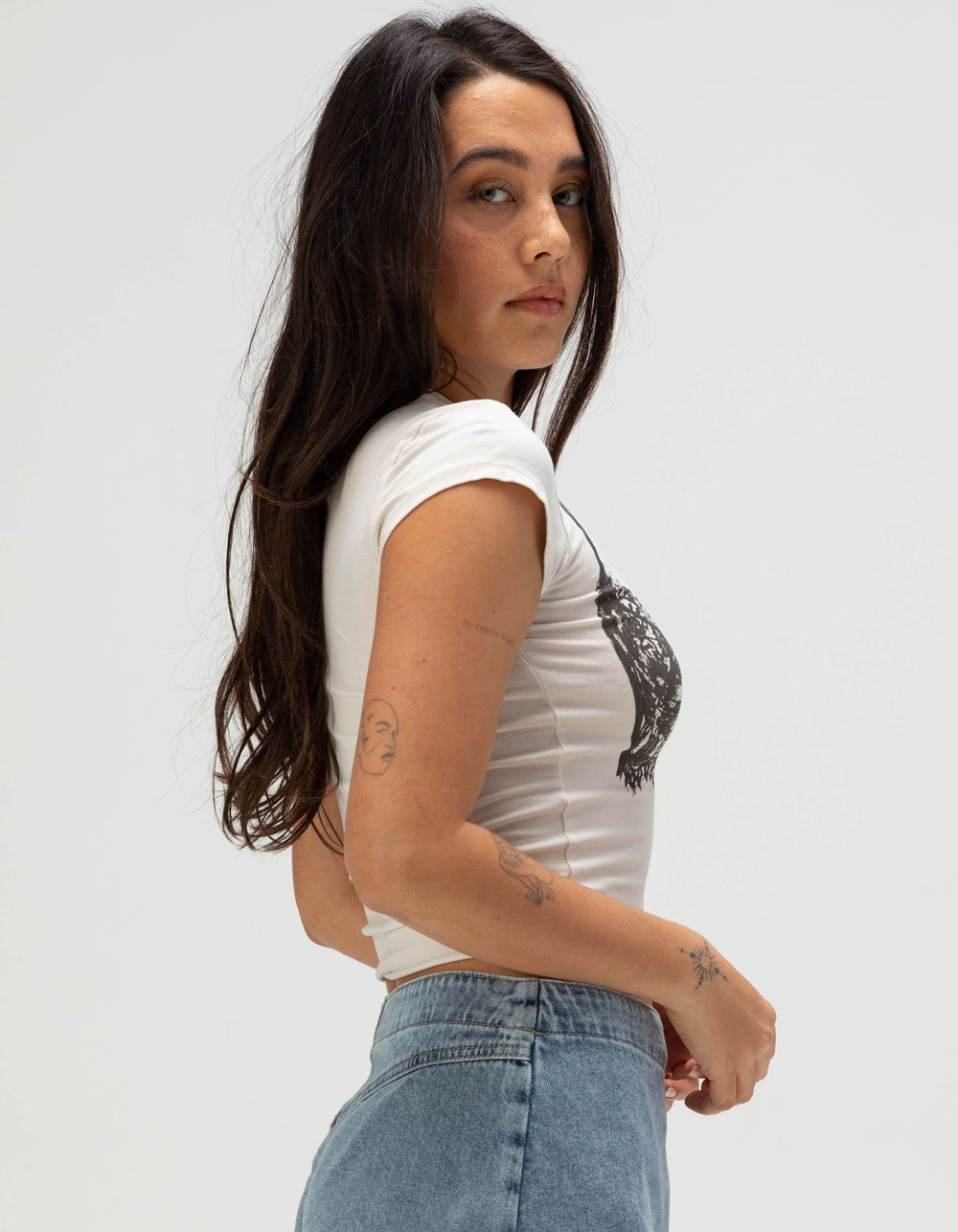 FULL TILT Bra Womens Baby Tee - GRAY