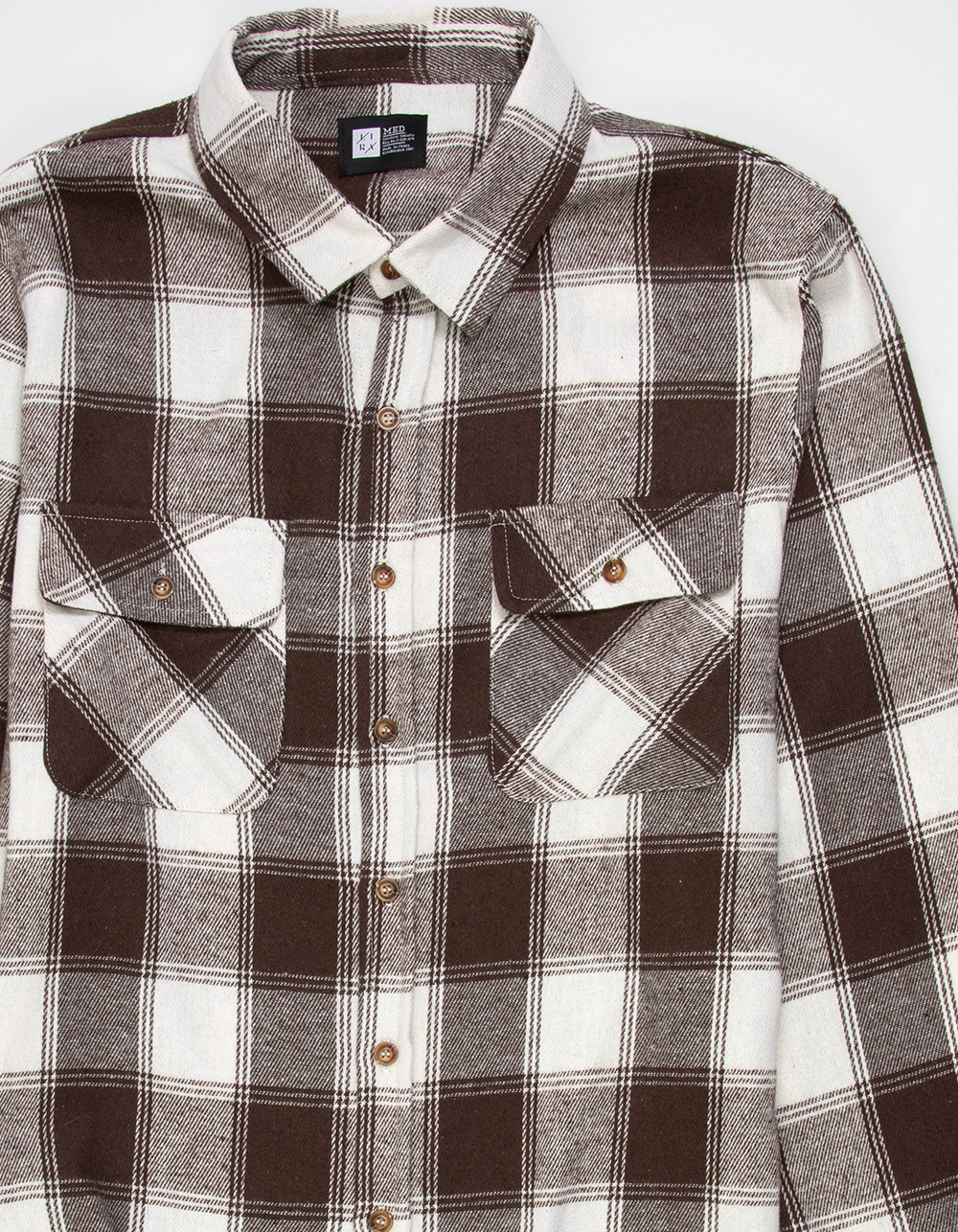 LIRA Mens Flannel - BROWN COMBO