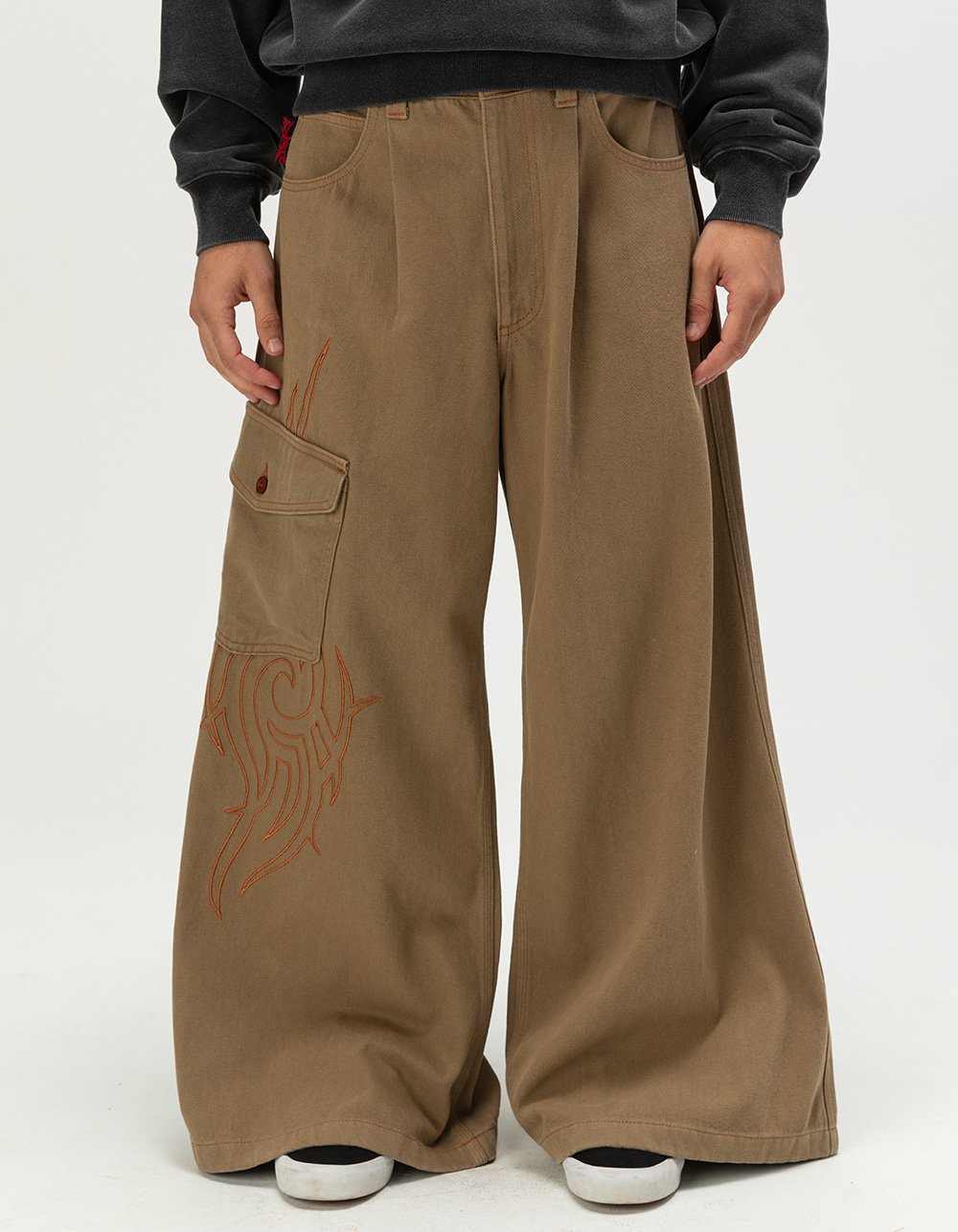 GAT Tribal Mens 34" Leg Opening Ultra Baggy Pants - KHAKI