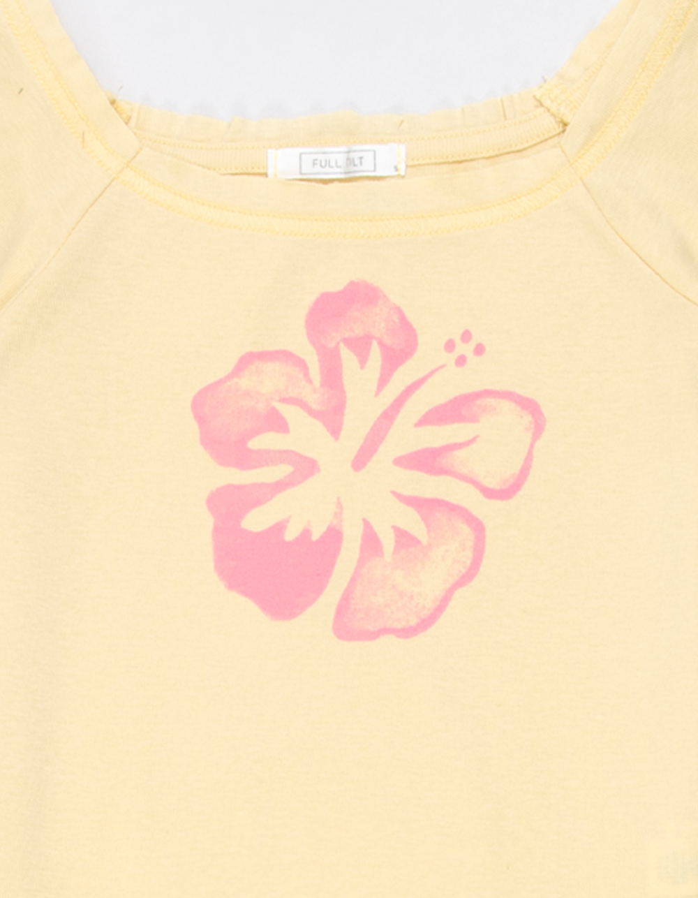 FULL TILT Hibiscus Girls Off The Shoulder Tee - LT YELLOW