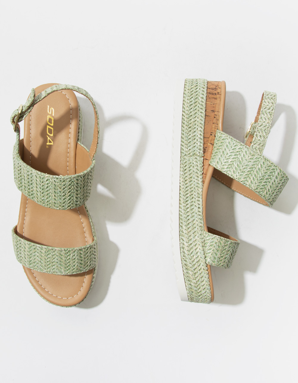 SODA Haiya Raffia Womens Sandals - GREEN | Tillys