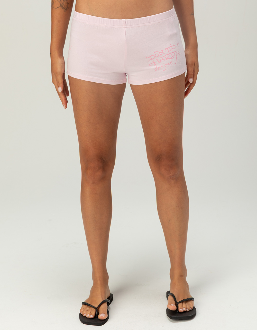 ED HARDY PINK Flame Skull Womens Micro Shorts