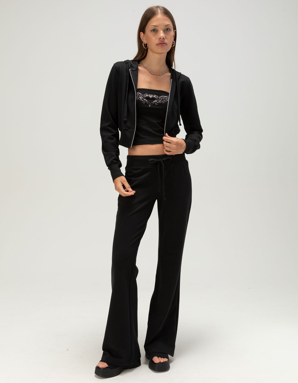 TILLYS Womens Zip-Up Hoodie - BLACK