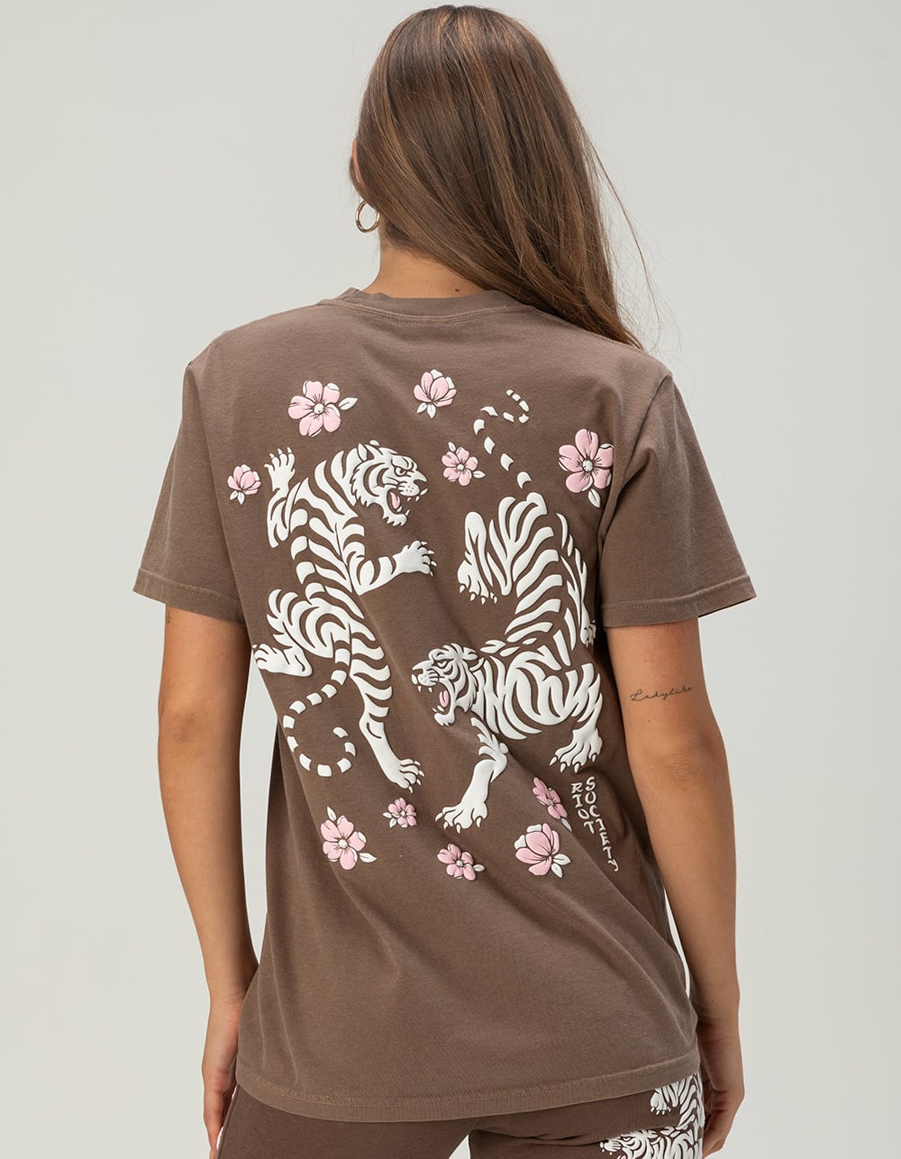 RIOT SOCIETY Tiger Womens Tee - BROWN
