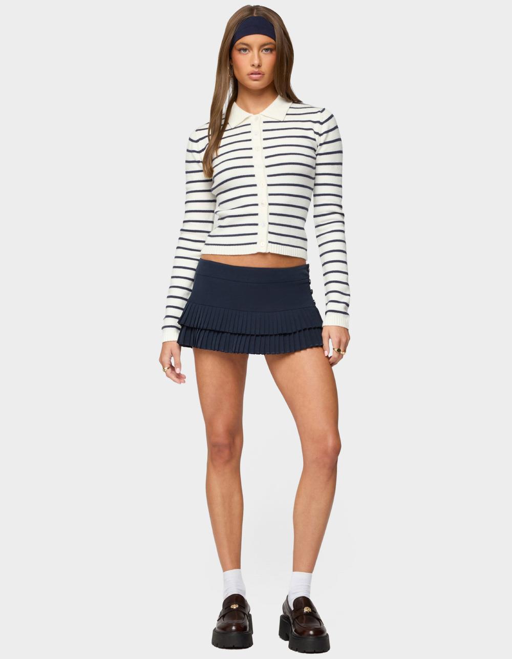 EDIKTED Loreen Striped Knit Cardigan - BEIGE