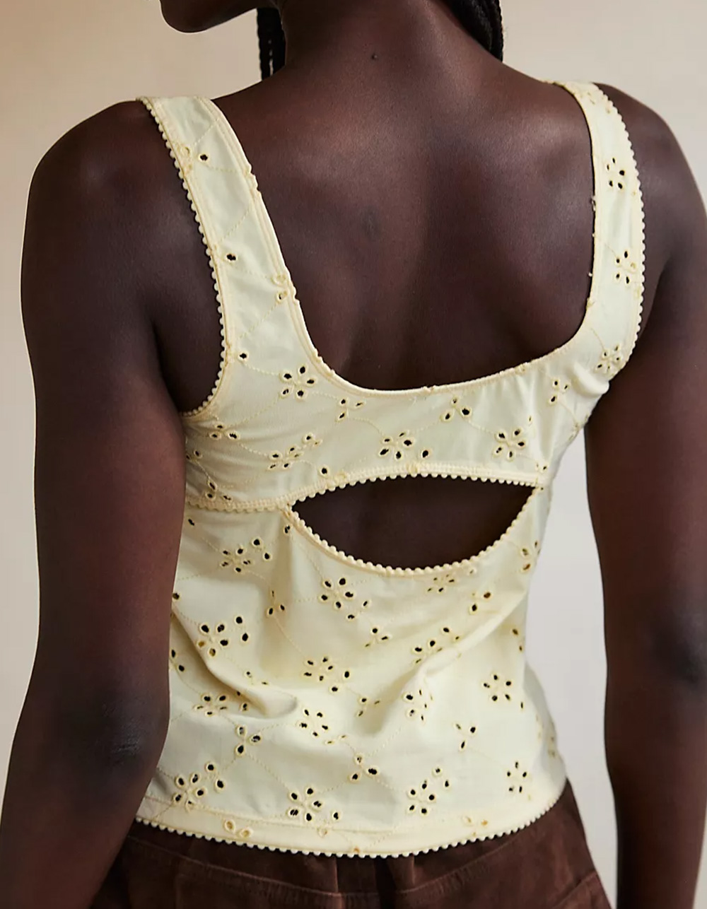 FREE PEOPLE Full Bloom Womens Eyelet Cami - YELLOW