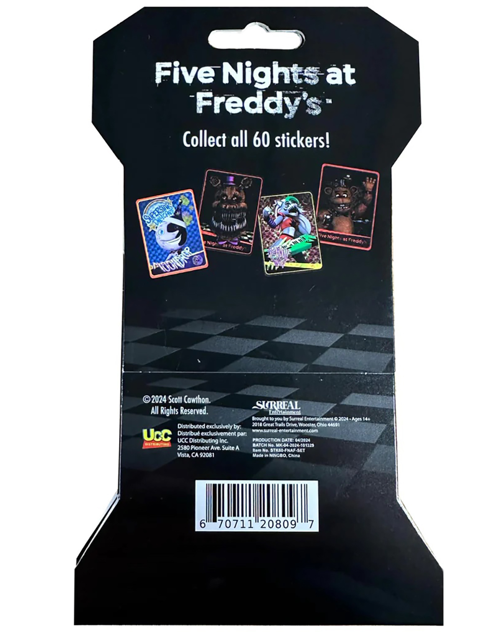FIVE NIGHTS AT FREDDY'S Holographic Trading Sticker 5 Pack - MULTI