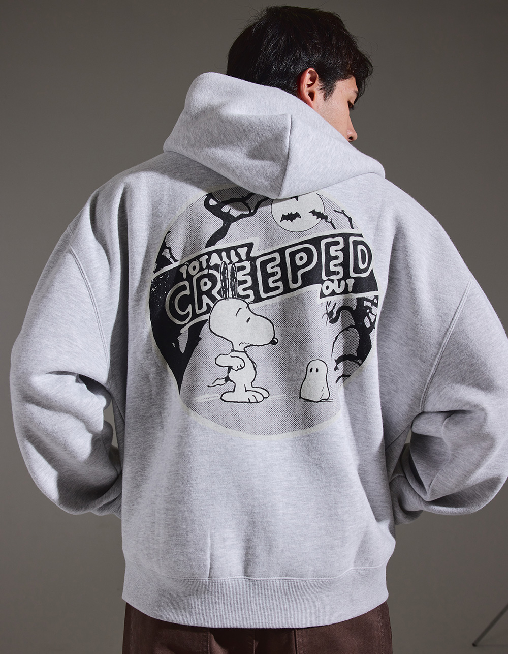 RSQ x Peanuts Creeped Mens Zip-Up Hoodie - HEATHER GRAY