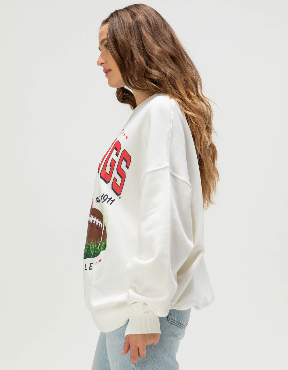 GAMEDAY SOCIAL Fresno State Bulldogs Womens Crewneck Sweatshirt - WHITE