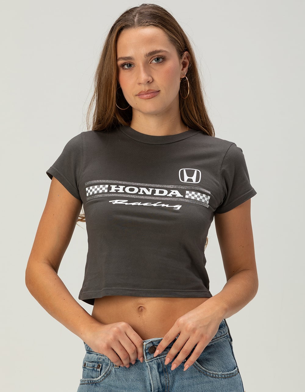 HONDA Delta Womens Baby Tee - BLACK