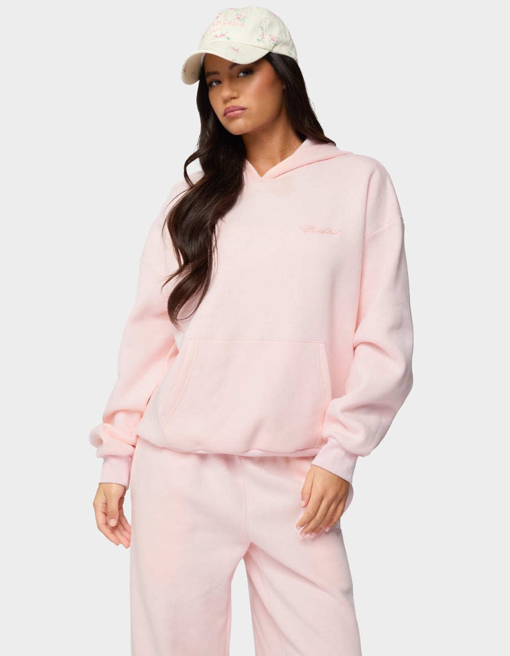 Edikted Basic Girl Oversized Hoodie - LIGHT PINK