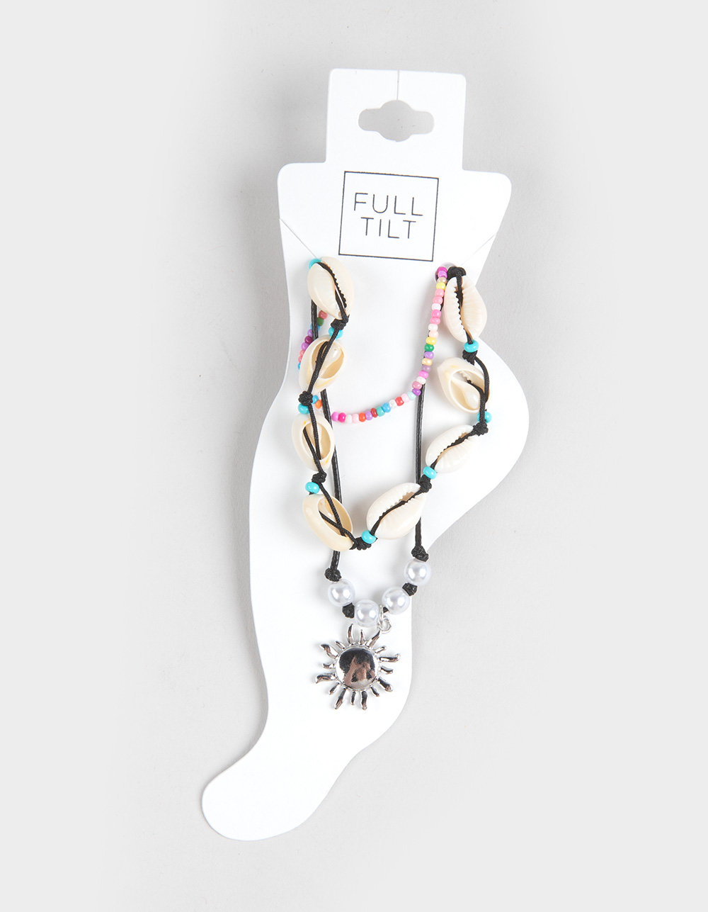 FULL TILT 3 Pack Shell/Sun/Beaded Anklets - MULTI