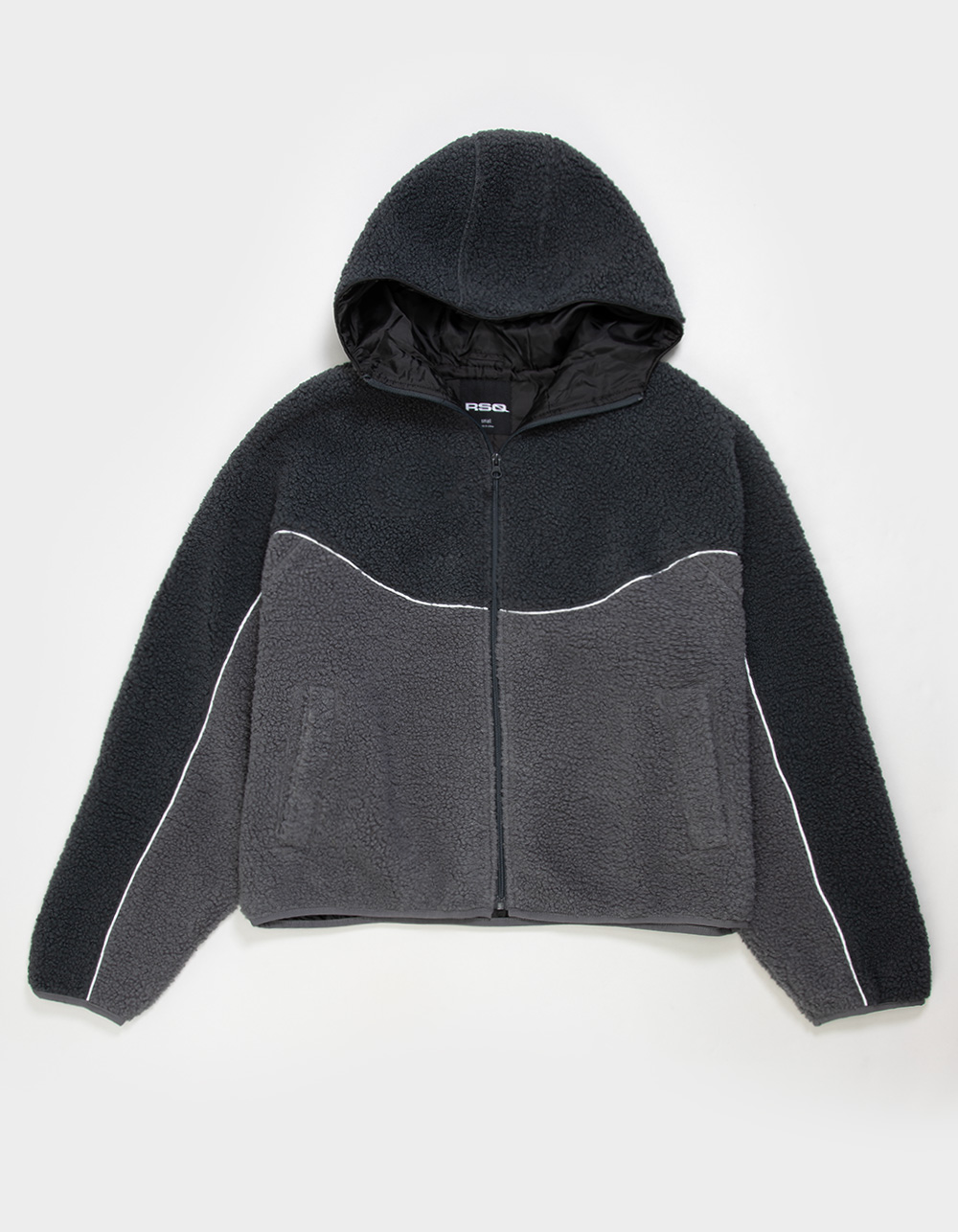 RSQ Mens Boxy Hooded Sherpa Jacket - GRAY