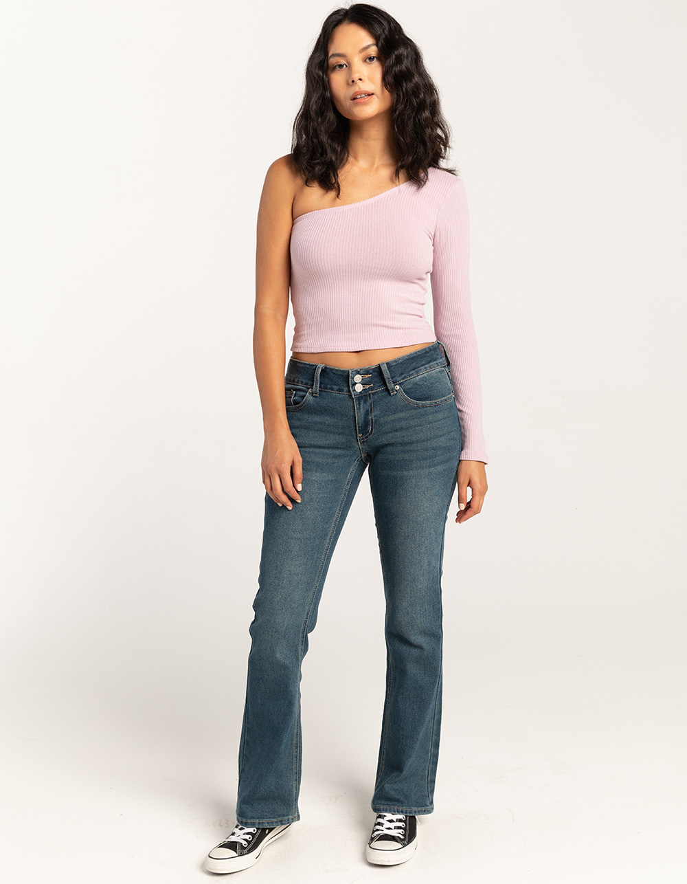 RSQ Womens Low Rise Double Button Bootcut Jeans - Dark Wash | Tillys