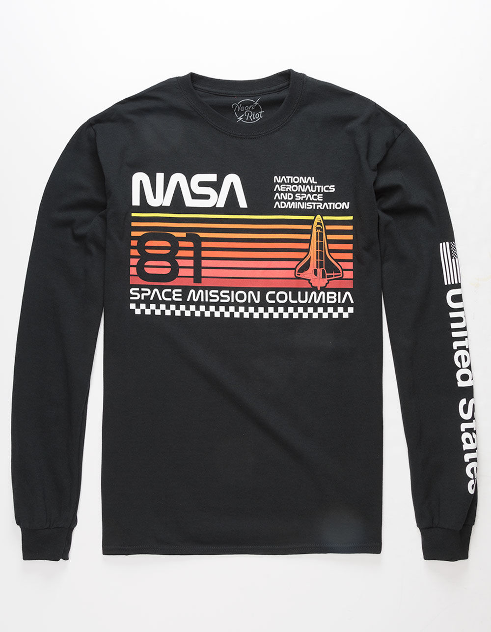 NEON RIOT NASA Columbia 1981 Black Mens T-Shirt - BLACK | Tillys