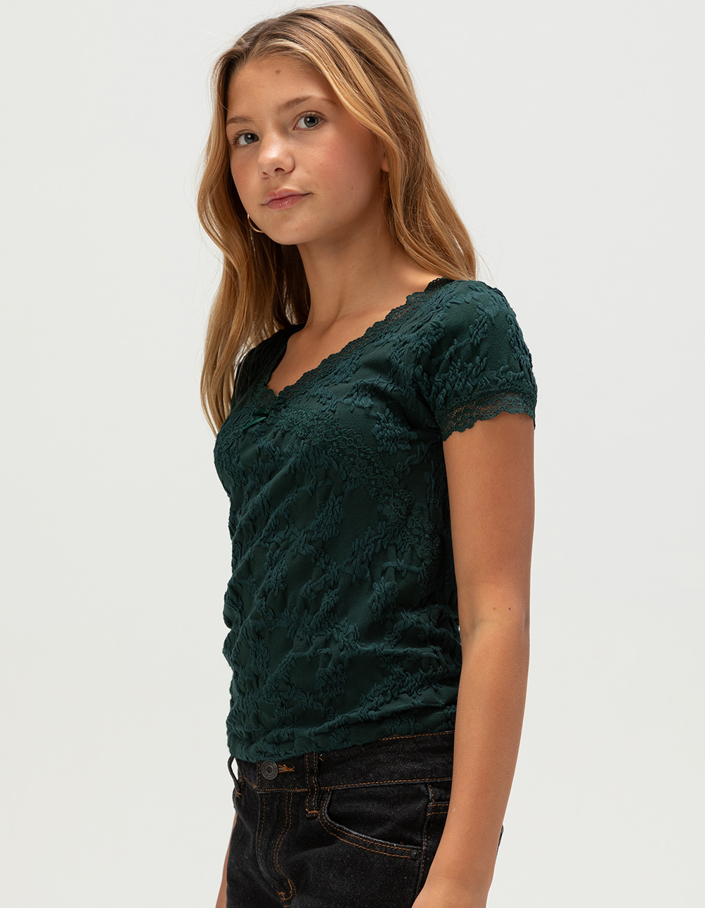 RSQ Girls Lace Seamless Top - GREEN