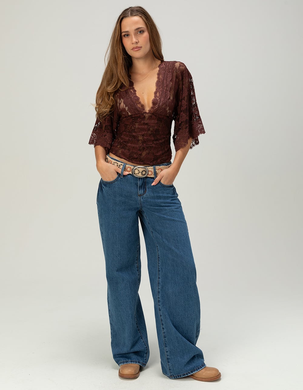 WEST OF MELROSE Womens Lace Top