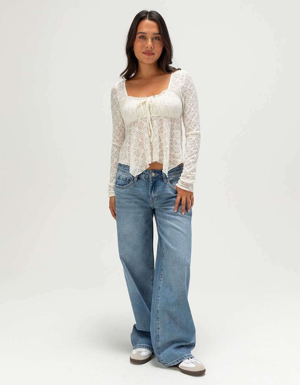 RSQ Womens Low Rise Hibiscus Baggy Jeans - MEDIUM WASH